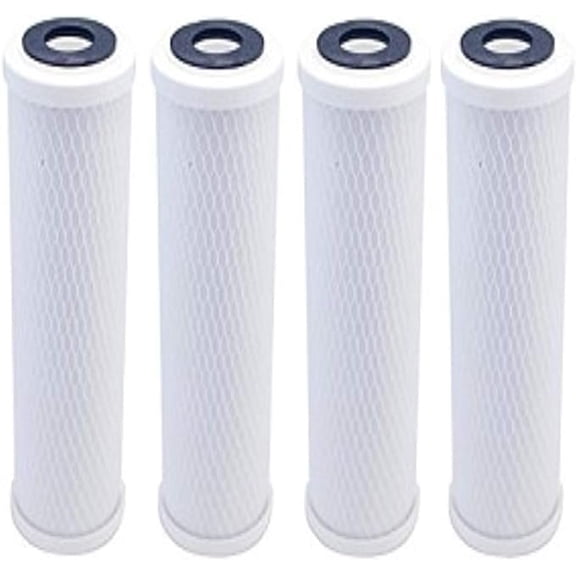 CFS  4 Pack Carbon Block Water Filter Cartridges Compatible with Ecosoft Countertop Water Filters Models  Remove Bad Taste & Odor  Whole House Replacement Filter Cartridge  White