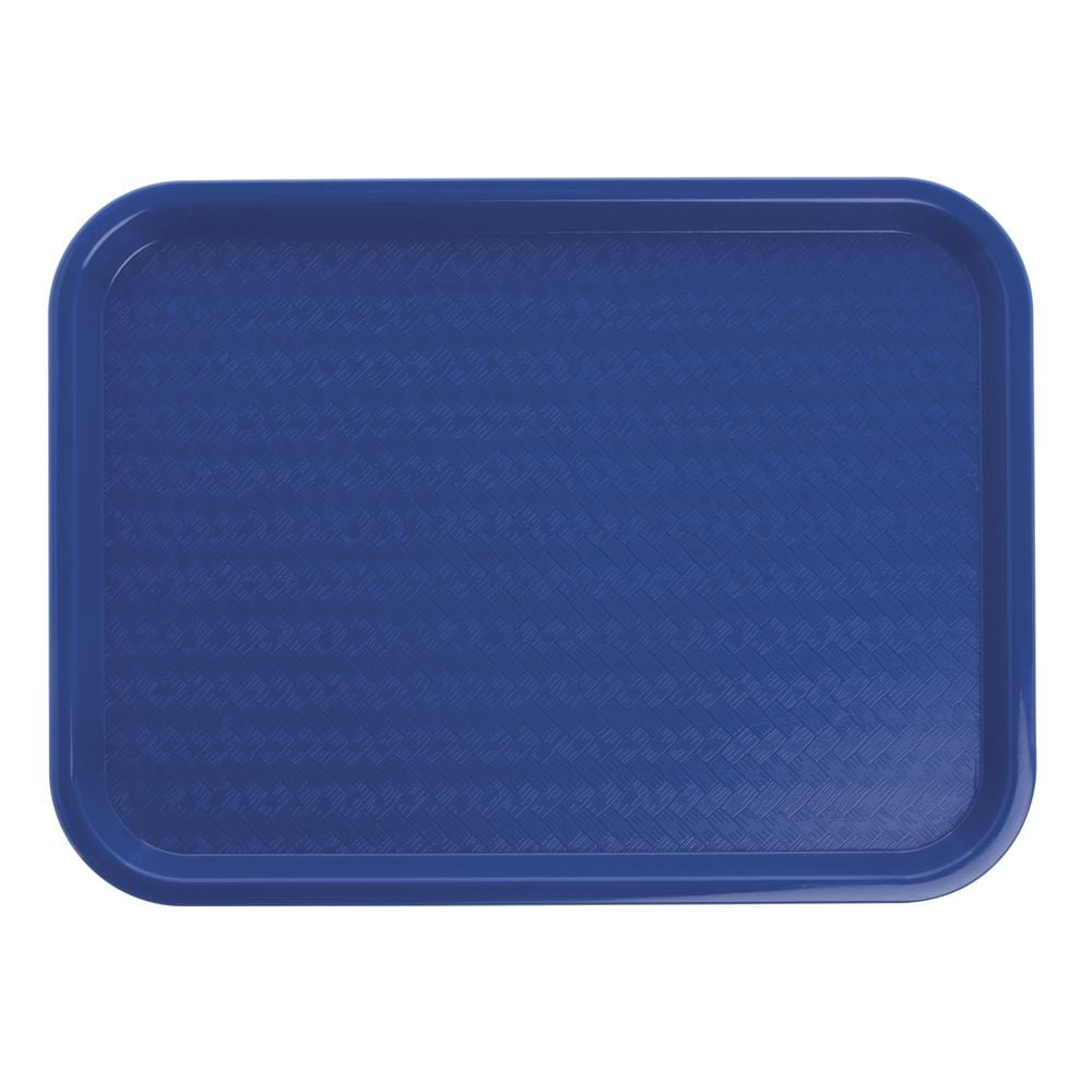 Blue Plastic 16" x 12" Cafeteria Tray with Basket Weave Surface