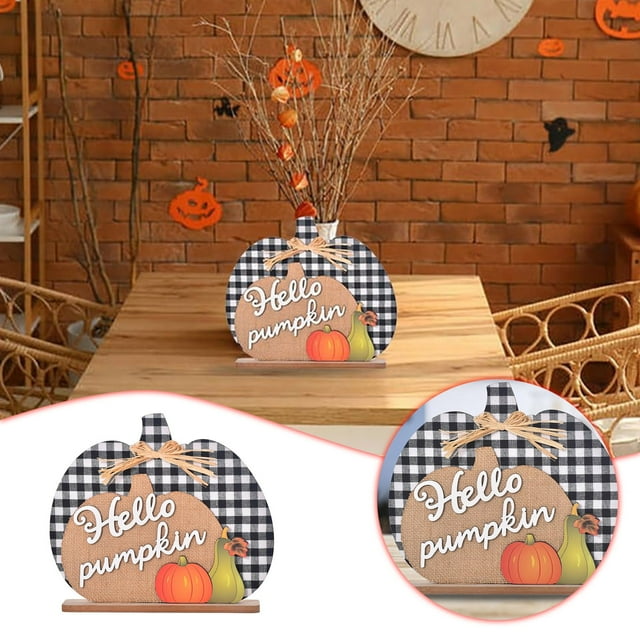 CFS Fall Decoration Signs Hello Pumpkin Fall Decor Thanksgiving Wooden