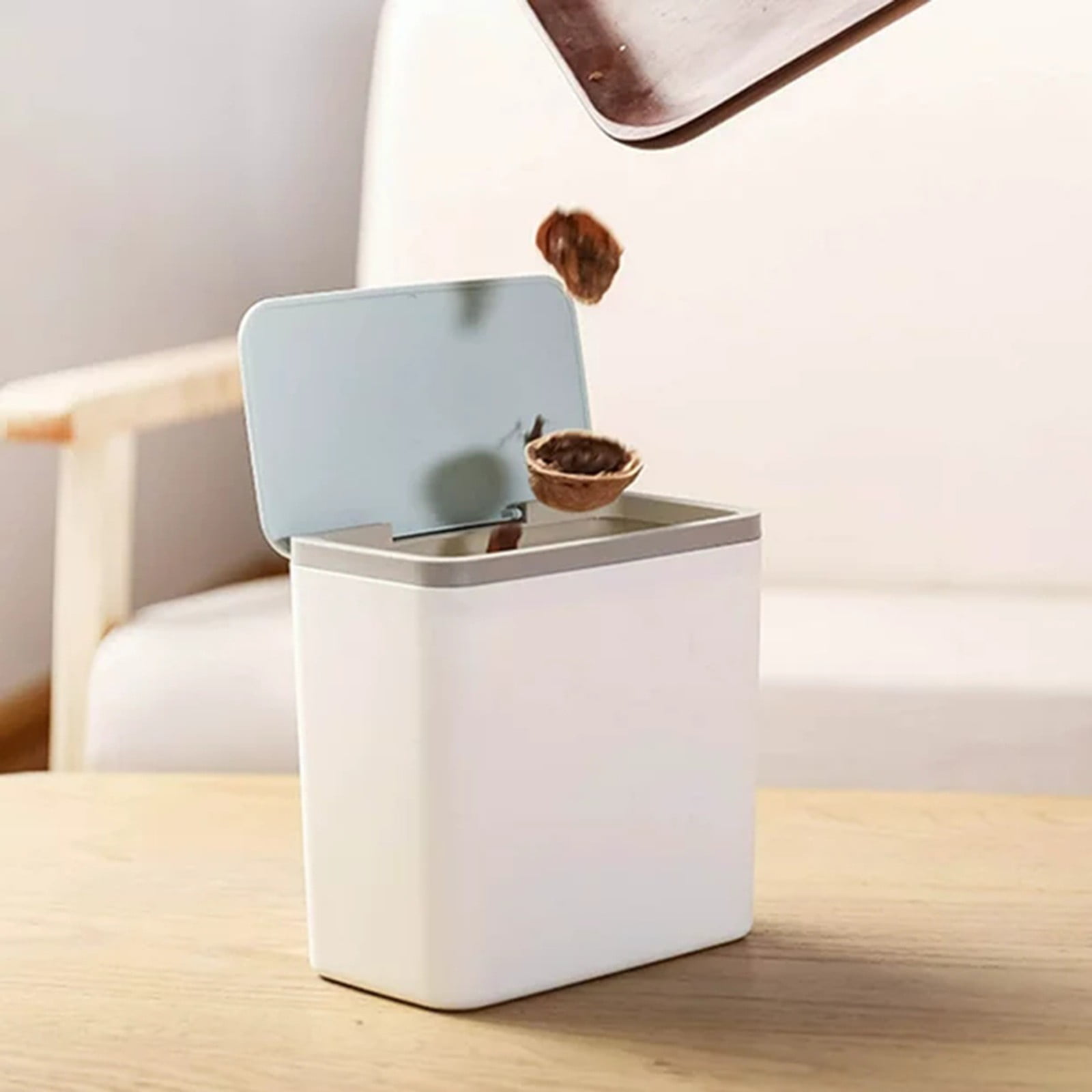 Mini Desktop Trash Can With Lid - Small Waste Bin For Office, Kitchen & Car