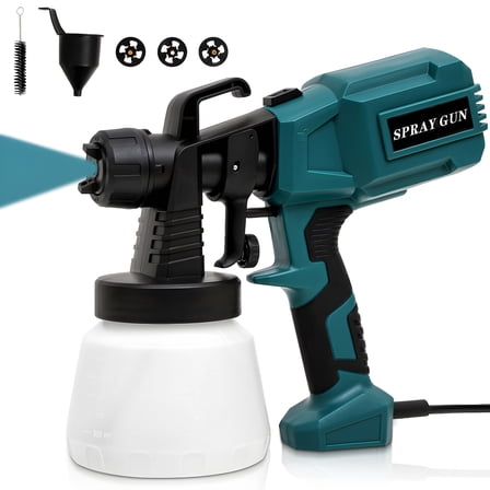 CFWS 800W Paint Sprayer Electric Paint Sprayer with 1000ml Container Airless Paint Gun with 4 Nozzles, for Inside Outside Blue