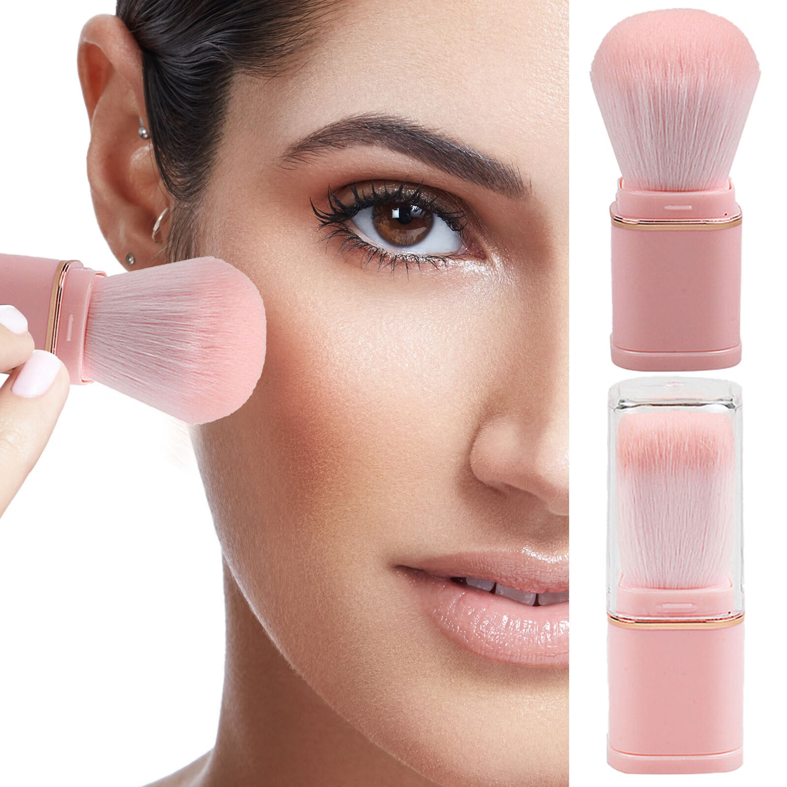 CFXNMZGR Brush Retractable Cosmetic Brush Travel Face Powder Blusher