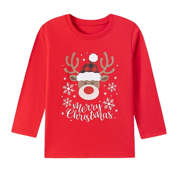 CFXNMZGR Girl Shirt Girls Girls Graphic Printed T Shirts Unisex Long Sleeve Fall tees (Red,2 Years)