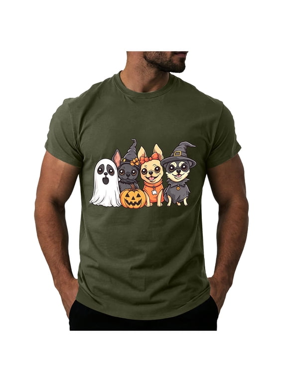 Halloween Shirt for Men Dancing Tshirt Pumpkin Graphic Tee Halloween Graphic Tee (AG,L)