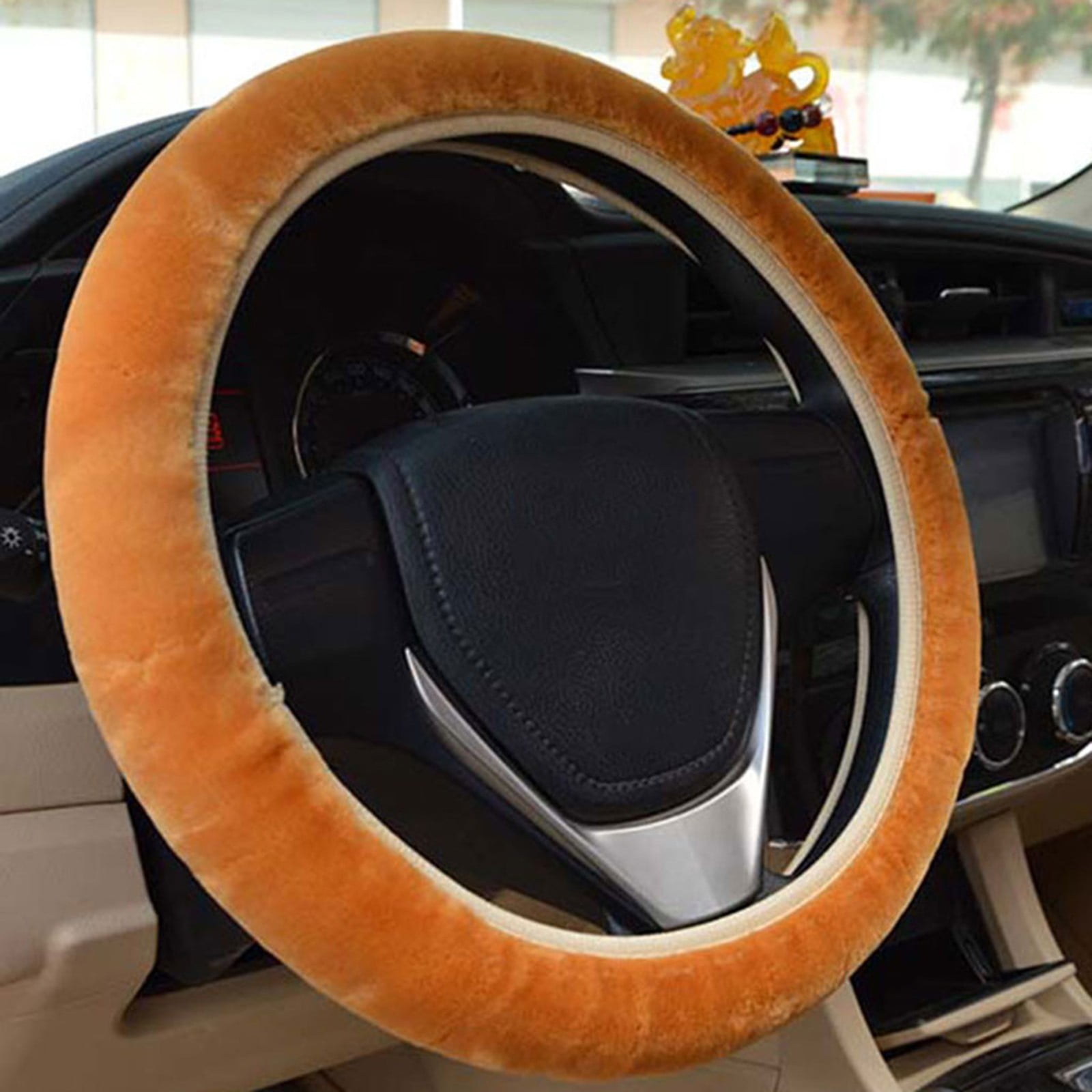 CFXNMZGR Hand Warmer Plush Car Steering Wheel Cover Soft Winter Warm