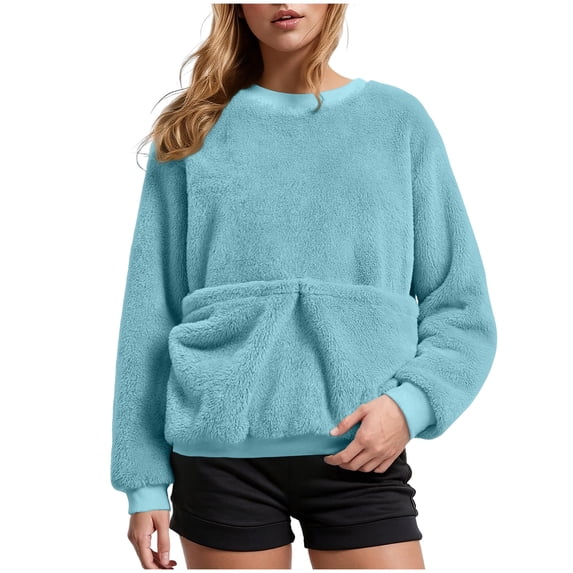 CFXNMZGR Hoodies Pet Holder Cat Dog For Women Large Pouch Carriers Pullover Cosy Winter Fleece Jumpers For Pet Lovers (Sky Blue,XL)