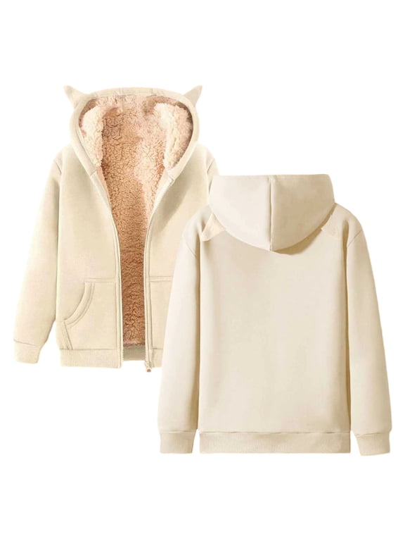 Hoodies Womens Womens Slim Fit Zip Up Hoodie Long Sleeve Thin Jacket Full Zip Sweatshirt with Plus Size (Beige,L)