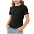 thumbnail image 1 of CFXNMZGR Kids Crop Tops for Girls Cartoon T Shirt Crewneck Short Sleeve Tops Tee for Girls (Black,13-14 Years), 1 of 5