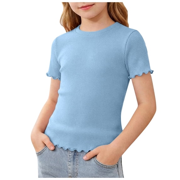 CFXNMZGR Kids Oversized T Shirt Girls Graphic Short Sleeve T Shirts Toddler to Big Kid (Sky Blue,9-10 Years)