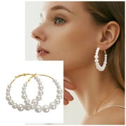 CFXNMZGR Pearl Hoop Earrings for Women Fashion Dangle Layer Earrings Drop Dangle Earrings Gifts for Women Valentine'S Earrings