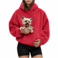 thumbnail image 1 of CFXNMZGR Pet Pouch Hoodie for Women Dog Sling Carrier Sweatshirt Work Daily Cozy Fleece Pullover With Kangaroo Pocket Cat Carrier Purse (Red,S), 1 of 7