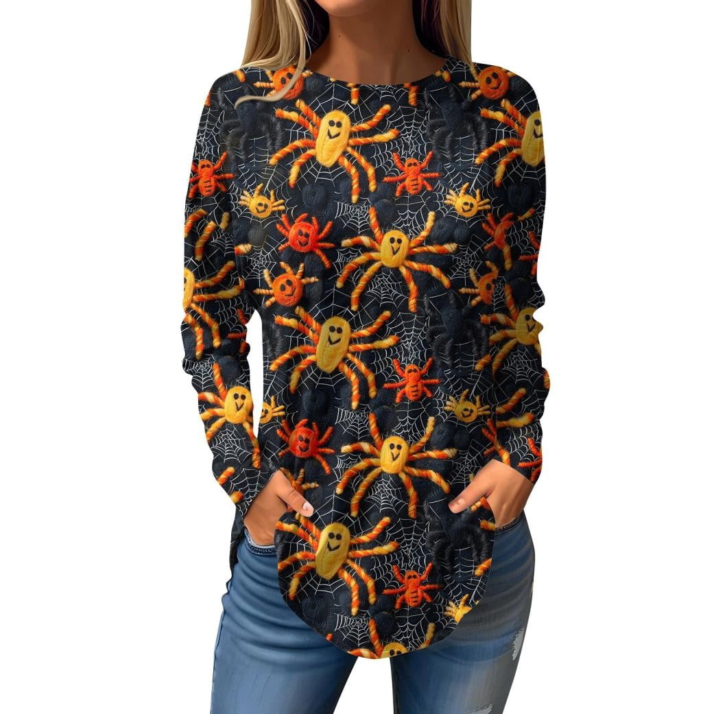 Sweat-shirt Femme Halloween à Manches Longues - Col Rond, Imprimé Graphique, Décontracté - 5