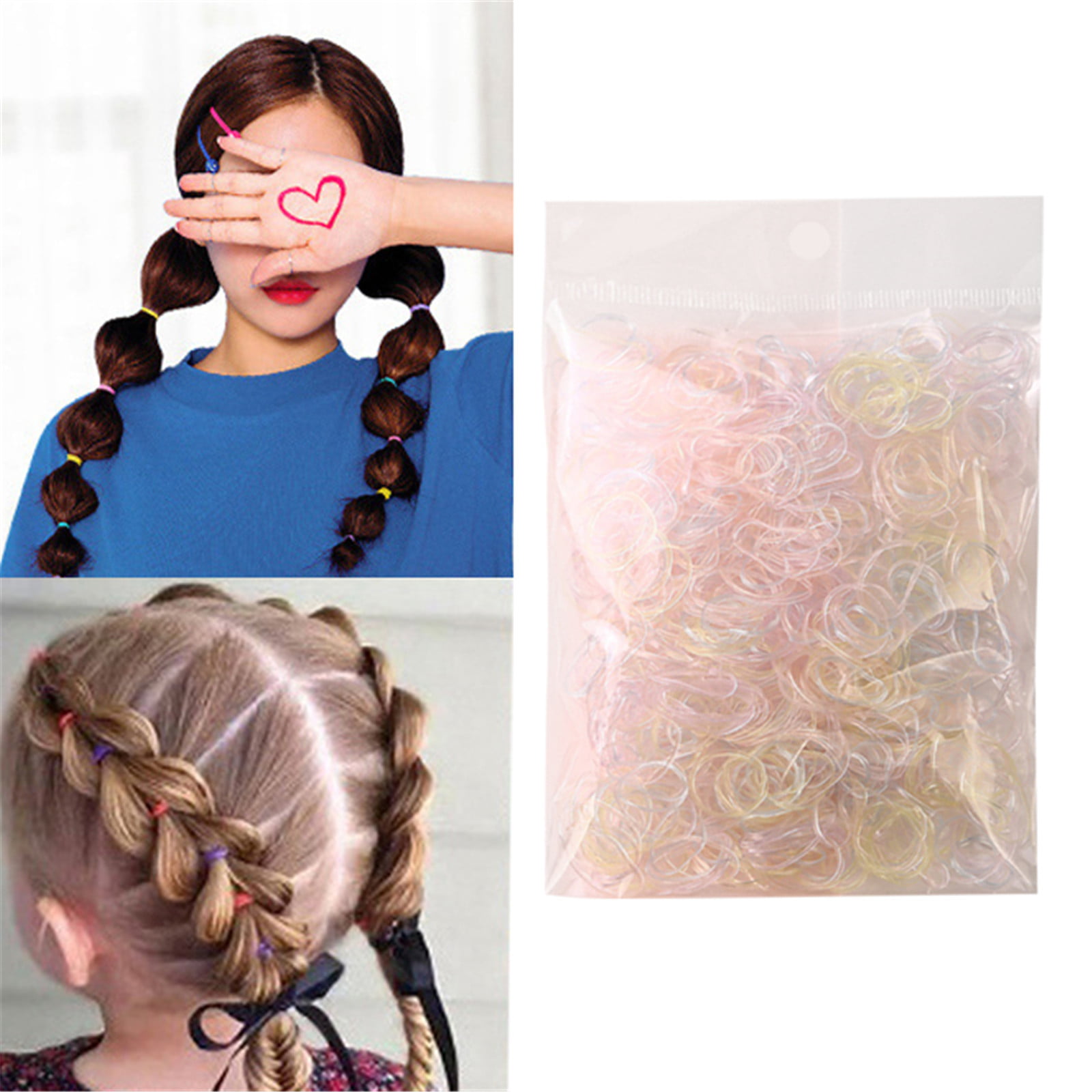 1000/box Kids Disposable Transparent Hair Tie Girls Elastic Rubber Bands  For Bracelets Baby Colorful Hair Rope accessories - AliExpress