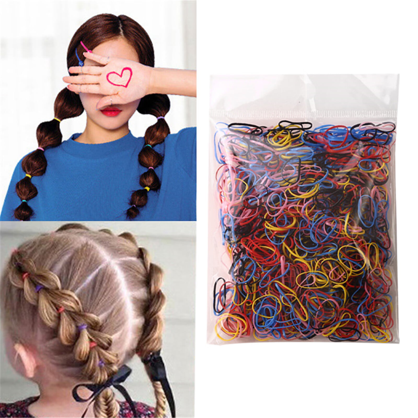 Beauty.HC 1000 Pcs Hair Rubber Bands, Small Elastic Hair Ties, Hair  Elastics Bands for Kids and Girls, Including Topsy Braiding Tools, Hair  Pull