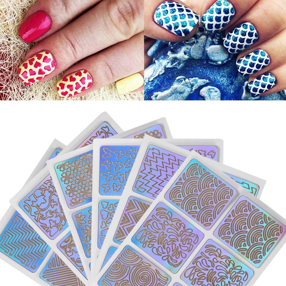 CFXNMZGR Pro Beauty Tools Nail Stickers Sheets 6 Irregular Hollow ...