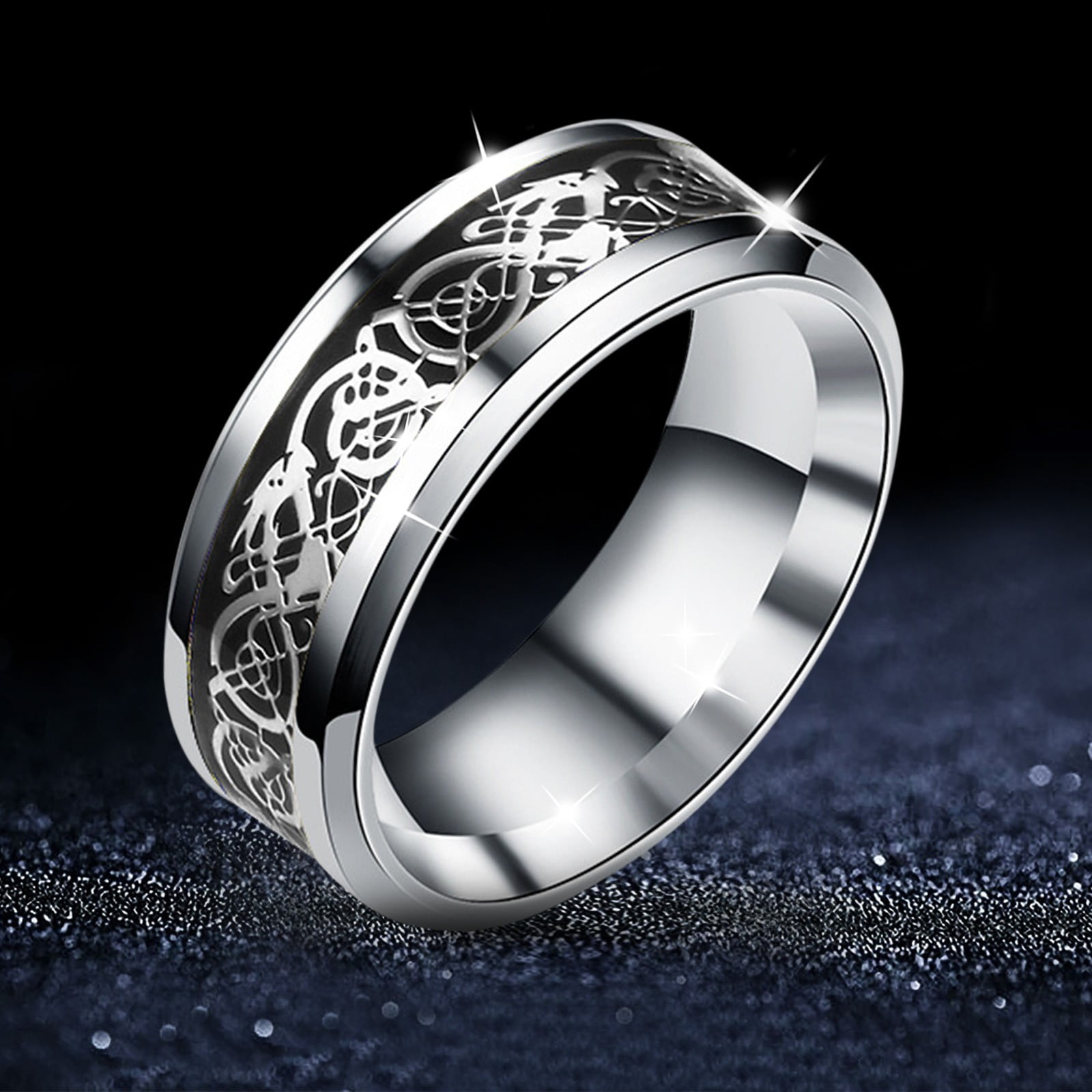 CFXNMZGR Rings For Women Titanium Steel Dragon Ring With Silver Golden ...