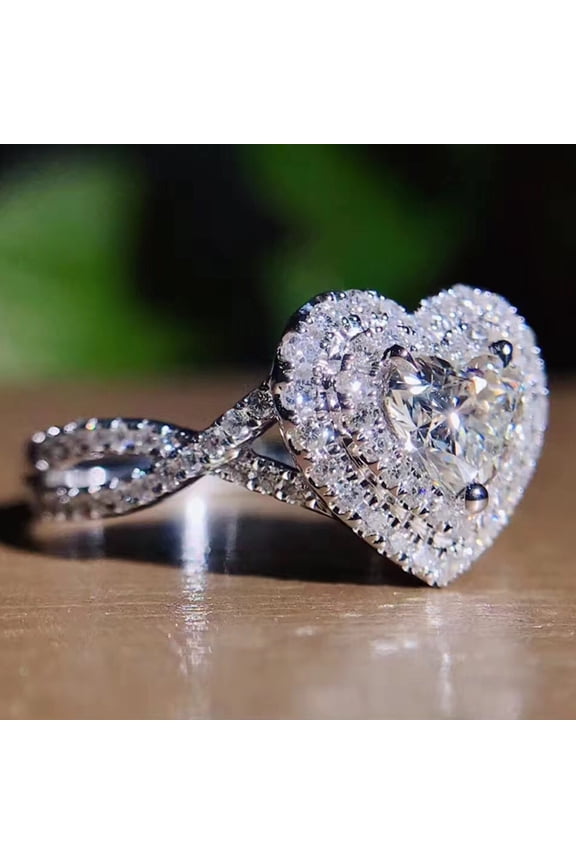 Rings For Women Love Shape Full Diamond Ring Diamond Love Cross Rhinestone Ring Elegant Geometry Rhinestone Ring Full Diamond Rings For Women Size 6 10