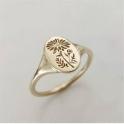 CFXNMZGR Rings for Women Fashion Trend Metal Retro Geometric Gold Knuckle Ring Flower Ring Jewelry Gift