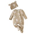 thumbnail image 1 of CFXNMZGR Rompers Baby Boy Newborn Infant Baby Boy Fall Winter Outfit Boy Baby Clothes Boy Oversized Romper Shirts Long Sleeve Onesie (Khaki,3-6 Months ), 1 of 8