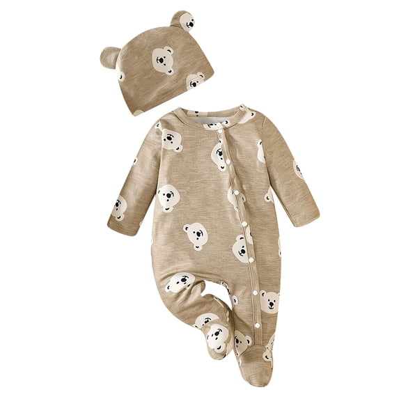 CFXNMZGR Rompers Baby Boy Newborn Infant Baby Boy Fall Winter Outfit Boy Baby Clothes Boy Oversized Romper Shirts Long Sleeve Onesie (Khaki,3-6 Months )