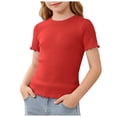 thumbnail image 1 of CFXNMZGR Shirts for Tweens Girls T Shirt Girls Shirts Short Sleeve Tee T Shirts Summer Casual Tops (Red,9-10 Years), 1 of 5