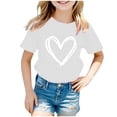 thumbnail image 1 of CFXNMZGR T Shirts Girls Summer Tops for Girl Girl's Solid Crew Neck Short Sleeve Pocket T Shirt (White,9-10 Years), 1 of 4