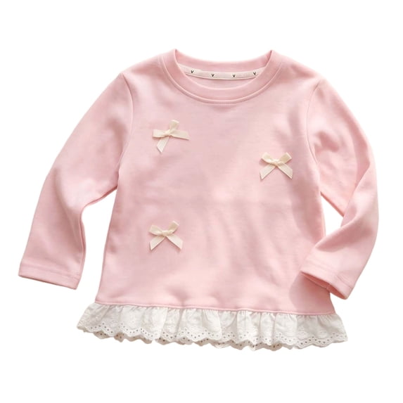 CFXNMZGR Toddler Blouse Girls Graphic Tees Shirts for Girl Graphic Tees Long Sleeve Crewneck Tshirts (Pink,11-12 Years)