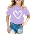 thumbnail image 1 of CFXNMZGR Toddler Girls Short Sleeve Shirts Girls' Short Sleeve Graphic T Shirt (Purple,5-6 Years), 1 of 4