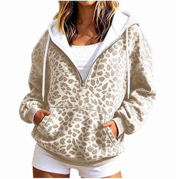 CFXNMZGR Women's Hoodie Women's Zip Up Hoodie Cropped Sweatshirt Soft Comfy Casual Jacket Workout & Daily Wear Cute Y2K Clothes Fall Spring (Beige,L)