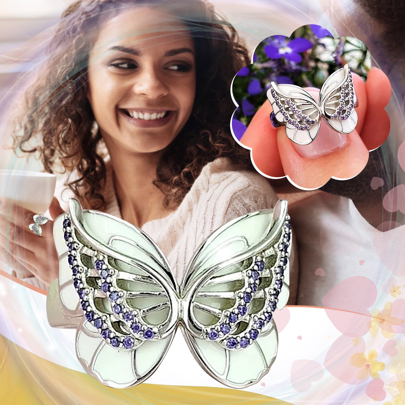 CFXNMZGR rings for women butterfly ring engagement rings statement