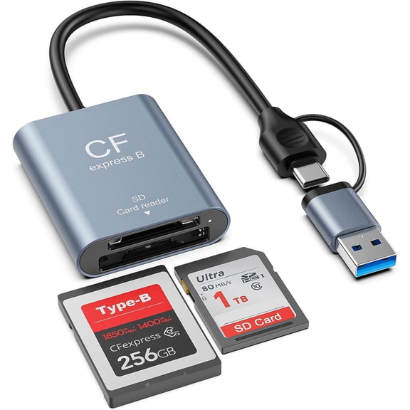 CFexpress Type B & SD Card Reader, USB C 3.2 Gen 2 10Gbps Aluminum Alloy Dual-Slot High Speed Memory Card Reader for CFexpress & SD (UHS-II/UHS-I) Cards