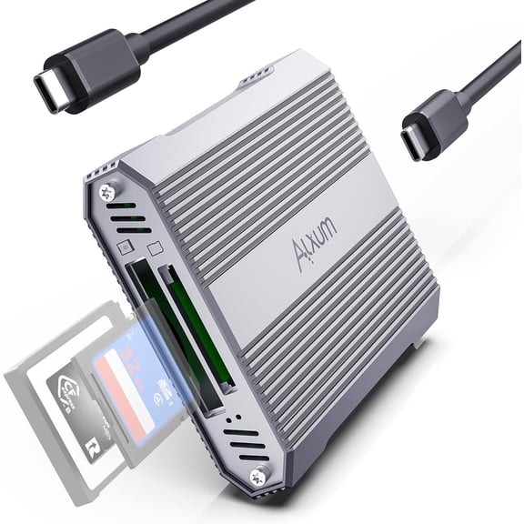 CFexpress Type B and SD4.0 UHS-II Dual Card Reader, 10Gbps USB C Dual-Slot Type B CFexpress Adapter with USB 3.2 Gen 2, Portable 2-in-1 Memory Card Reader, Compatible with Windows/Mac/Linux/Android