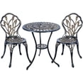 thumbnail image 1 of CG 3 Piece Bistro Set, Outdoor Patio Set, Anti-Rust Cast Aluminum Bistro Table Set for Park Yard Front Porch Furniture, Tulip, Antique Copper, 1 of 12