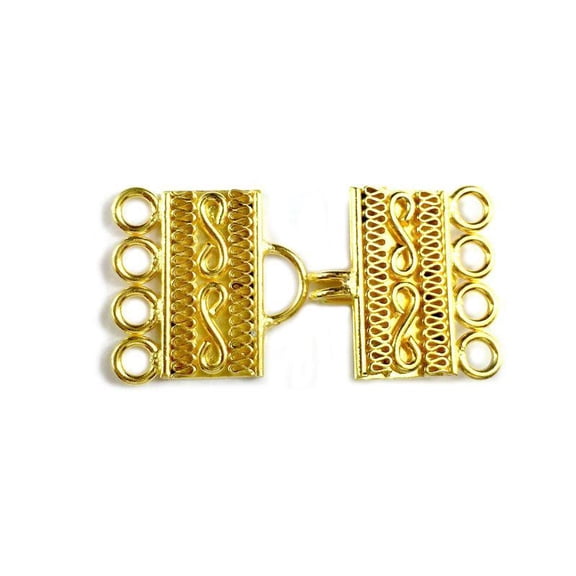 CG-313 18K Gold Overlay Multi Strand Clasp With 4 Holes