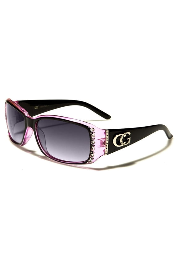 CG Eyewear Rhinestone Studded Narrow Rectangular Fashion Sunglasses UV Protect, Black, Medium