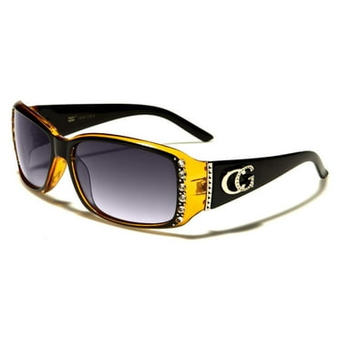 CG Eyewear Rhinestone Studded Narrow Rectangular Fashion Sunglasses UV Protect, Black, Medium