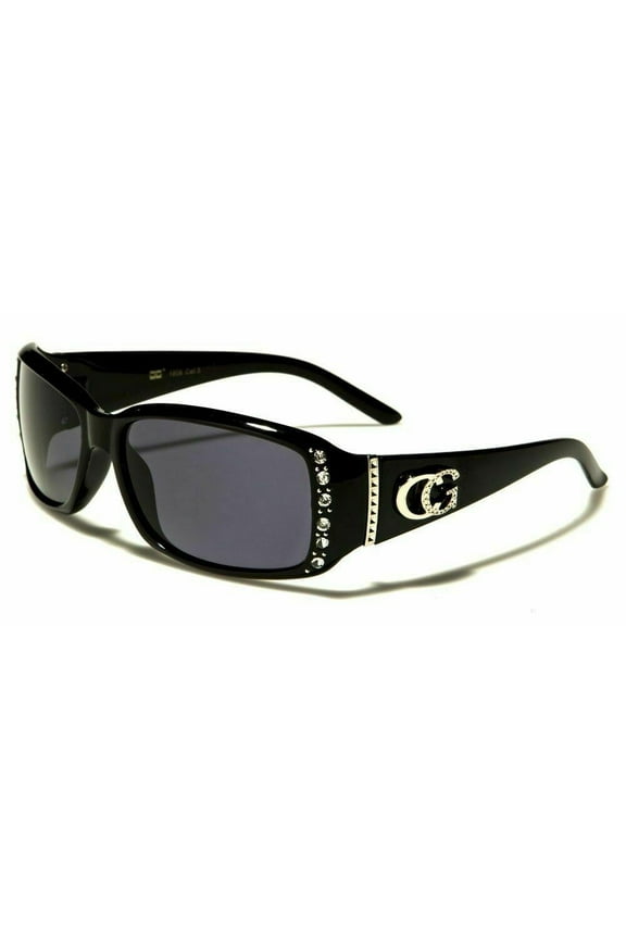 CG Eyewear Rhinestone Studded Narrow Rectangular Fashion Sunglasses UV Protect, Black, Medium