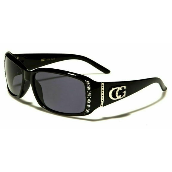 CG Eyewear Rhinestone Studded Narrow Rectangular Fashion Sunglasses UV Protect, Black, Medium