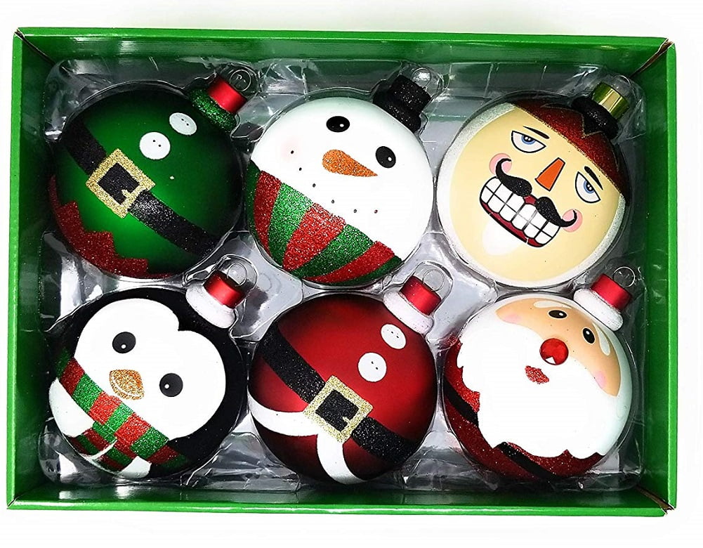 Holiday Shatterproof Hand-Painted 4" Plastic Ornament Set