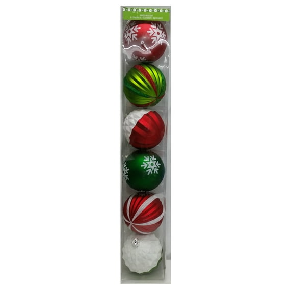 CG Hunter Holiday 6-Piece Shatter Resistant 6" Ornaments Red/Green/White