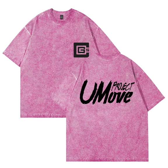 CG5 Project U Move Washed Cotton Tee Women Men Crewneck Short Sleeve T-shirt
