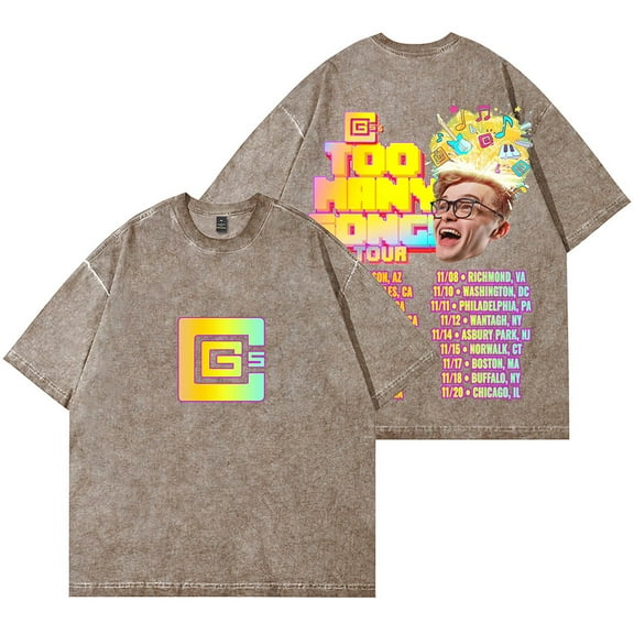 CG5 Too Many Songs Tour Merch Vintage Wash T-Shirts Women Men Cotton Short Sleeve Tee
