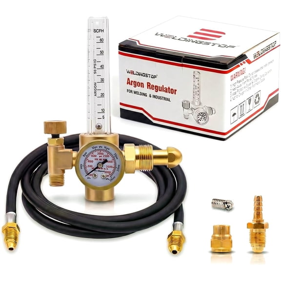 CGA-580 Argon CO2 MIG Welding Regulator 0-60 CFH Flow Meter Gauge with 6.5FT Gas Welding GANGZI for MIG/TIG Welding