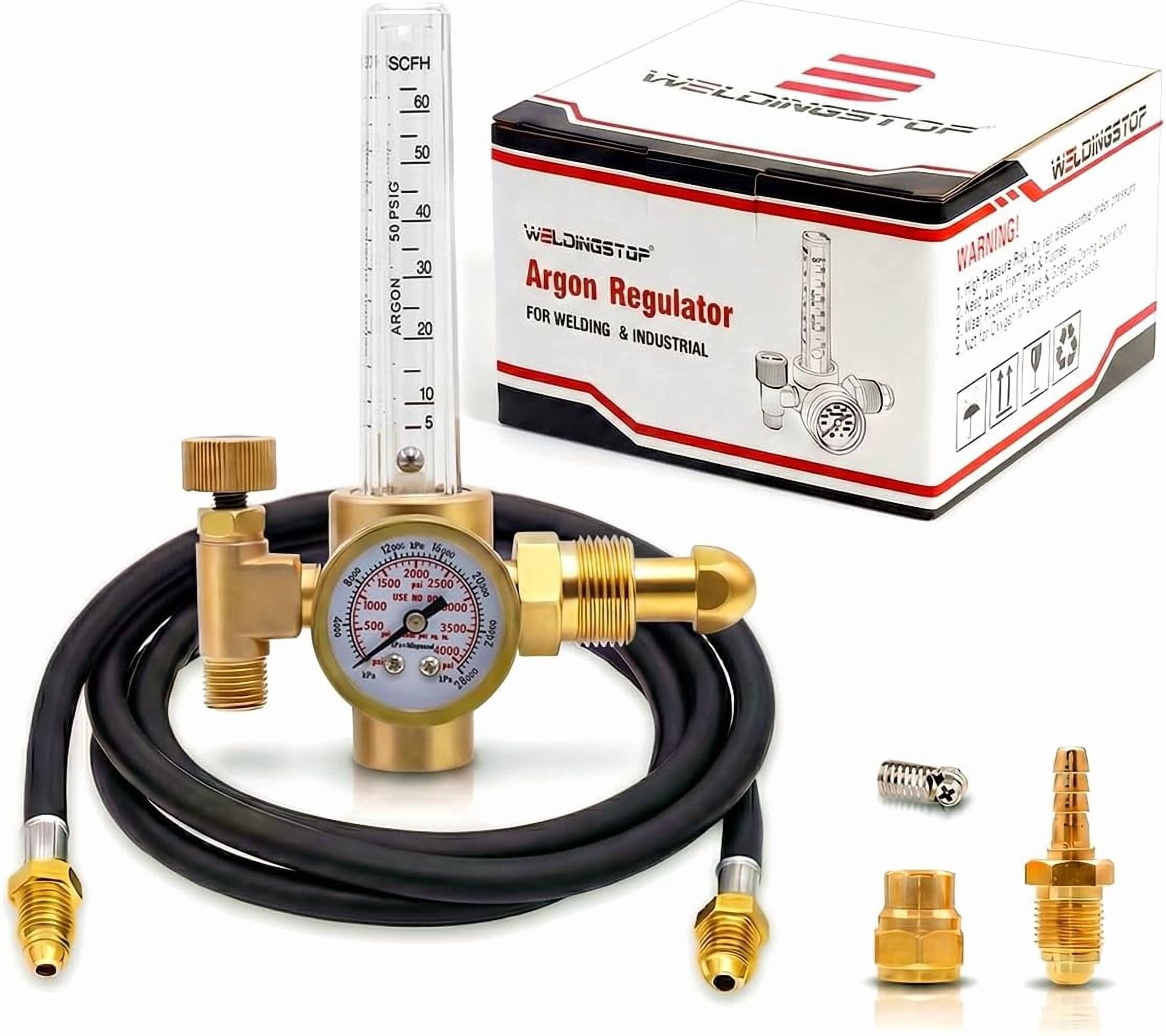 CGA-580 Argon CO2 MIG Welding Regulator 0-60 CFH Flow Meter Gauge with 6.5FT Gas Welding Hose for MIG/TIG Welding