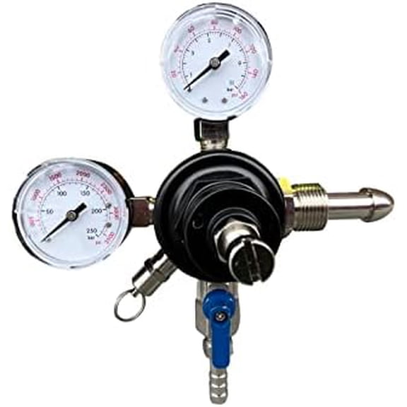 CGA580 Beer Nitrogen Regulator Nitrogen Coffee Kegerator Regulator Dual Gauge Gas Air Pressure Regulator with 0-160 PSI Delivery Pressure Premium Double Gauge Nitrogen Keg Regulator