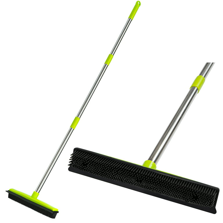 CGACOL Rubber Broom Carpet Rake Rubber Floor Brush Broom with Soft Squeegee  Long Handle Pet Hair Removal Broom for Househeld Cleaning Floor Indoor  Outdoor 49 Length 
