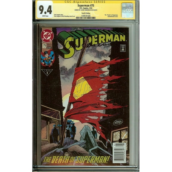 CGC 9.4 SUPERMAN 75 4th Print Signed Louise Simonson Newsstand