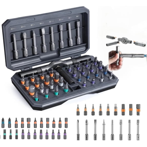 CGC Tools 24 In 1 Screwdriver, Magnetic Ratchet Screwdriver Set with Detachable T Handle, Mini Screwdrivers Ratchet Allen Wrench Set, for Diy Home Improvement Computer Bicycle Repair