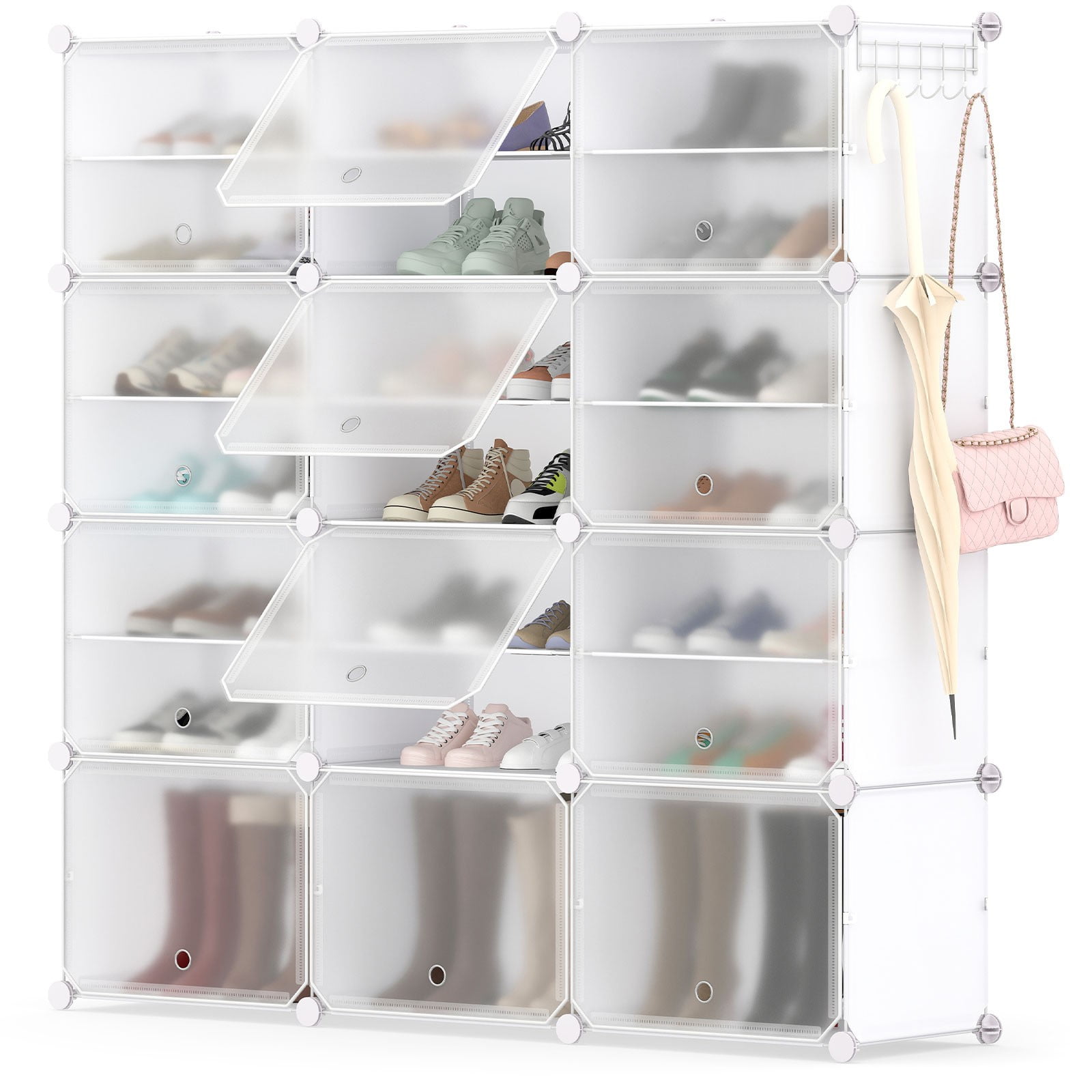 CGDYCF 12-Cube Shoe Rack Organizer, Portable 48-Pair Shoe Storage ...