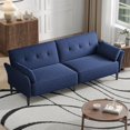 thumbnail image 1 of CGDYCF 89'' Convertible Futon Sofa Bed with Adjustable Backrest & Armrests, Linen Sleeper Couch with 2 Pillows, Modern Loveseat for Living Room, Blue-Linen, 1 of 9